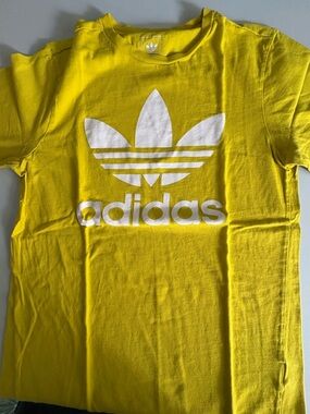 adidas Yellow Trefoil Logo Short Sleeve Tee